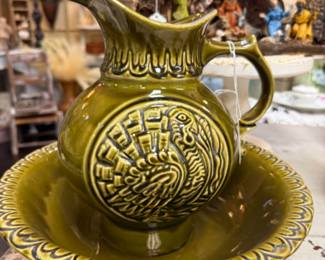Vintage McCoy Pitcher & Bowl with turkey, 1968 