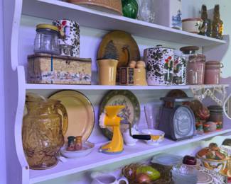 The kitchen room is a can't be missed part of the attic at Red Queen's - dishes, plates, pitchers and much more.