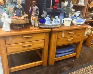 Solid wood end tables, vintage decor