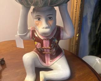Chinoiserie Monkey Holding Lotus Leaf