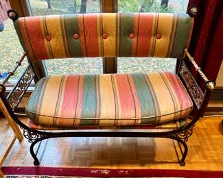 Wrought Iron Settee with Gilded Lion-Head Finials. 1950s.”