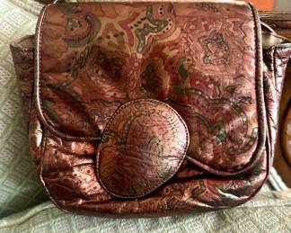 “Vintage Robert Bastien Italian Embossed Leather Shoulder Bag –