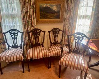 Six Mahogany Dining Room Chairs. Includes two captains.