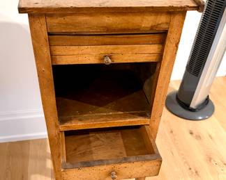 French Louis XVI Style 1890s Walnut Bedside Table with Tambour Door