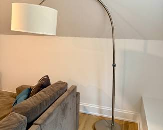 Brushed nickel arc floor lamp