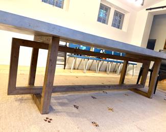 Restoration hardware Heston rectangular concrete and Pine dining table