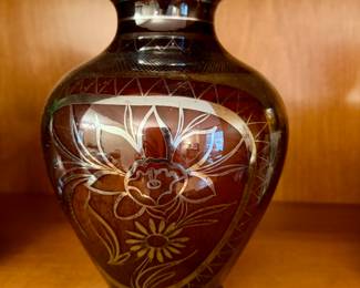 Vintage Amethyst with Silver Overlay Vase