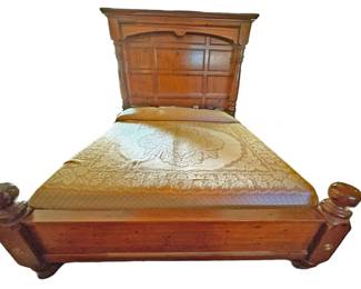 Solid Wood King Panel Bed 