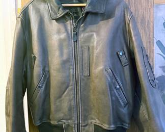 Leather bomber jacket