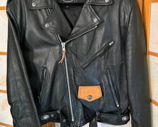 Leather jacket with embossed backside