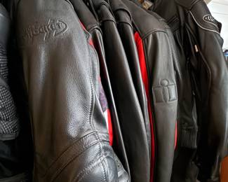 Men's motorcycle jackets, including Joe Rocket, Teknic, Schott + Harley