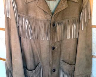 Fringed leather coat