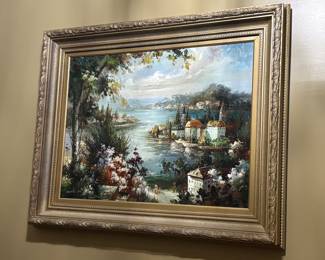 Oil painting on canvas in ornate gold frame: 40" x 52"