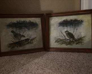 Oil on canvas monochromatic bird set 20" x 24"