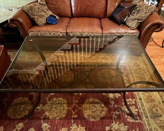 Smoked glass two tier coffee table