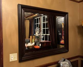 Mahogany colored framed wall mirror (3ft x 4ft)