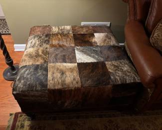 Cowhide ottoman (38" x 38")