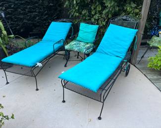 two metal chaise lounge