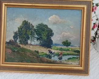 Mathias Alten landscape with cows in stream
