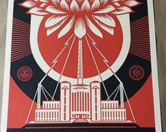 Obey Green Power
Signed by Shepard Fairey
24 X 36 inches
Two color Offset Lithograph on heavy-weight French Speckle-tone Creme Paper
Framed, Signed and dated in pencil
Available framed & unframed.
$250