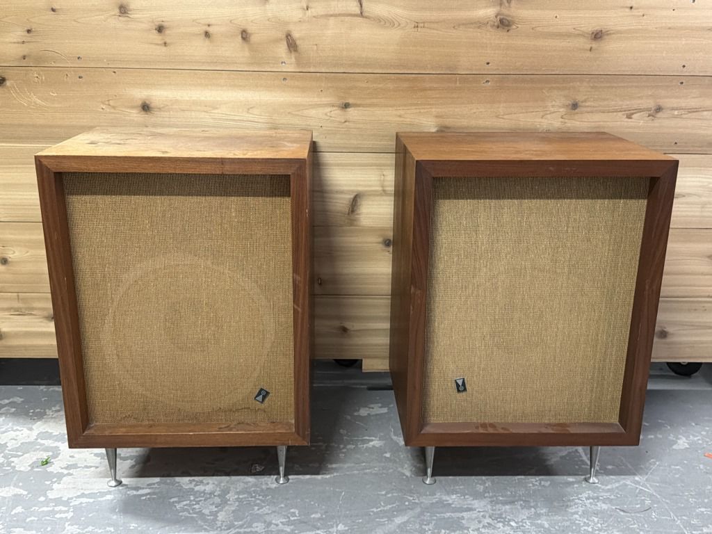 Pair Mid Century Modern Teak JBL Speakers