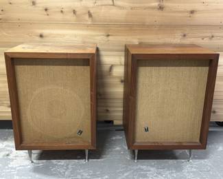 Pair Mid Century Modern Teak JBL Speakers