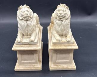 Pair Alva Museum NYC Replica Guradian Lion Statues