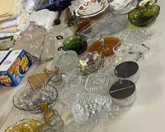 Vintage glassware and serving dishes, Lennox