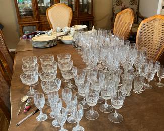 Crystal stemware on dining room table