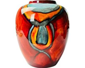 English Artisan Pottery - Poole Peacock Vase - Signed "Poole Pottery England"