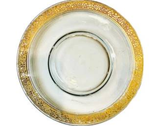 American Glass Gold Rimmed Plate - Rambler Rose Pattern By Glastonbury