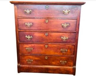 Antique Cherry Wood Chest Of Drawers