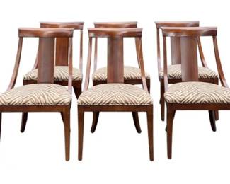 Ethan Allen Regency Style Dining Chairs - Signed Ethan Allen - Zebra Stripe Fabric