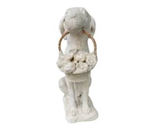 Cast Dog with Basket - Concrete Garden Statuary
