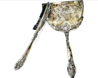 Silver Plate Dustpan & Brush Silent Butler With Original Box