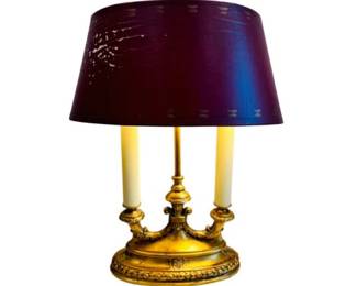 Bouillotte Style Gilt Lamp With Tole Shade