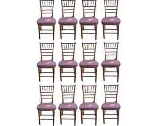 12 Bamboo Style Wood Catering Chairs With Chocolate Brown Removable Tieback Cushions