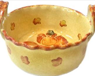 Italian Pottery Open Vegetable Serving Piece With Handles - Signed "Italica Made In Italy"