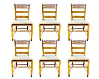 Ethan Allen Farmhouse Ladderback Dining Chairs With Rush Seat And Cushions (6 Chairs)