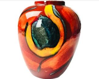 English Artisan Pottery - Poole Peacock Vase - Signed "Poole Pottery England"