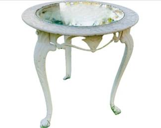 Cast Iron & Glass Top Side Table
