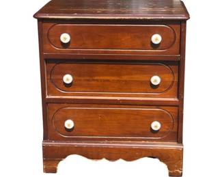 Vintage Bedside Table With Porcelain Pulls