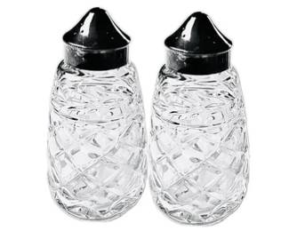 Waterford Cut Crystal Salt & Pepper With Silver Plate Lids - Signed "Waterford"