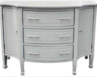 Contemporary Style Demi-Lune Side Board - Crackle Grey Gloss Finish