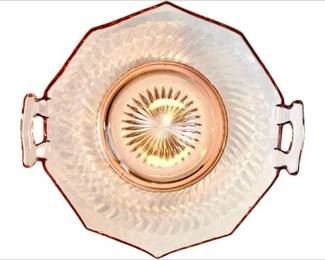 Pink Depression Glass Bowl - Twisted Optic Pattern