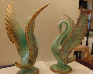 Pair of ceramic swans.