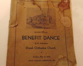 1949 Greek Orthodox Church Dance Program, a bit of Annapolis history.