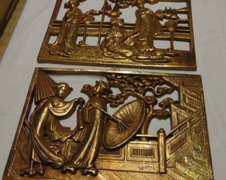 Asian metal wall art, sold separately.