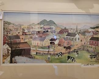 Folk Art Landscape print by Will H Moses.