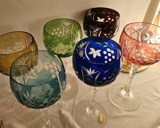 Set of 6 Cut to clear stem ware.
